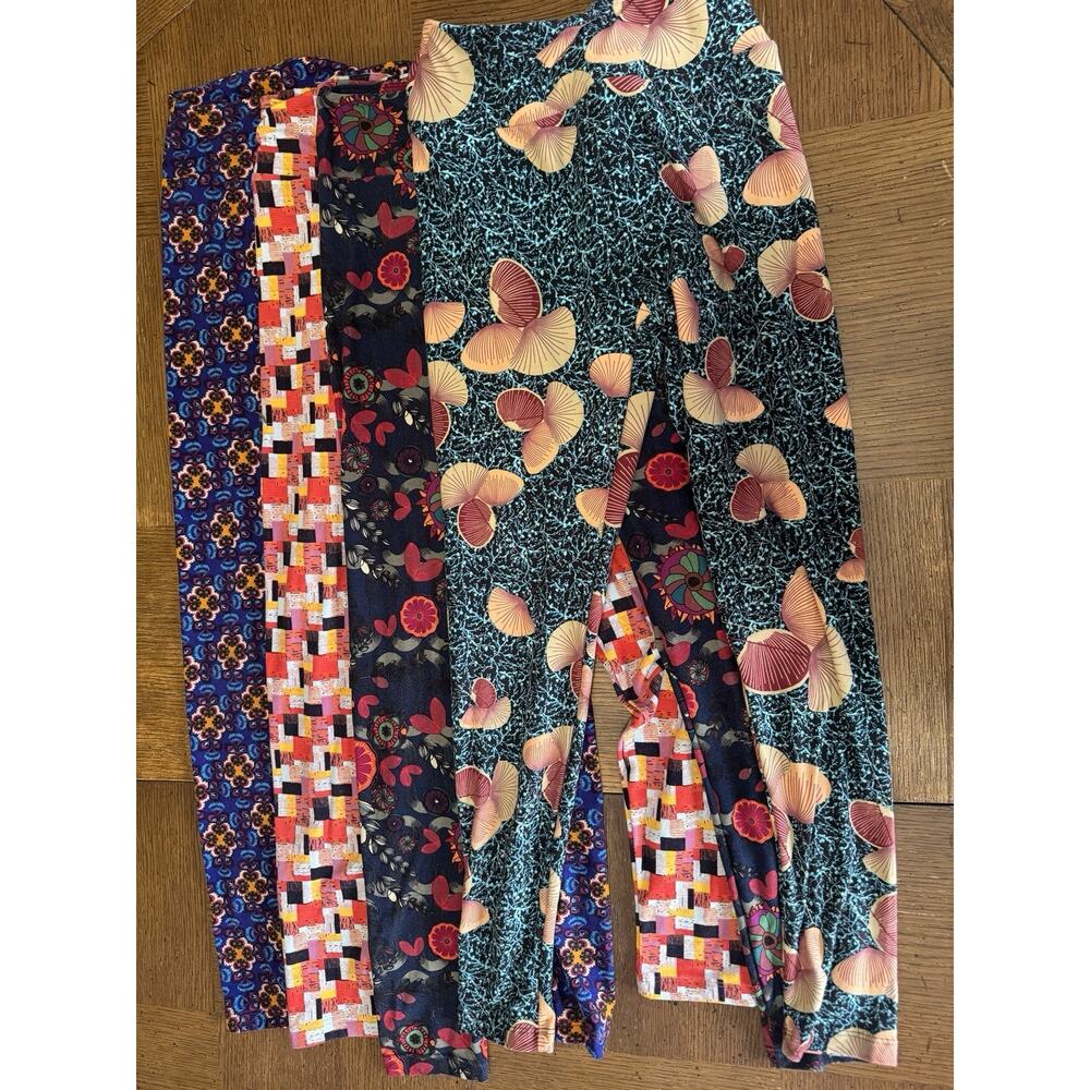 Lot of 4 Lularoe Leggings Womens OS One Size (sz 2-8) Colorful Buttery Soft